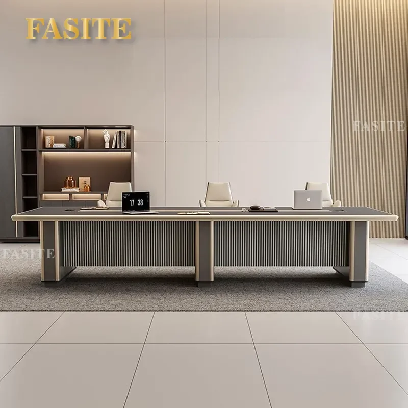 For Large Conference Table and Chair Set Simple Modern Long Desk Business Negotiation Office Furniture Meeting Room