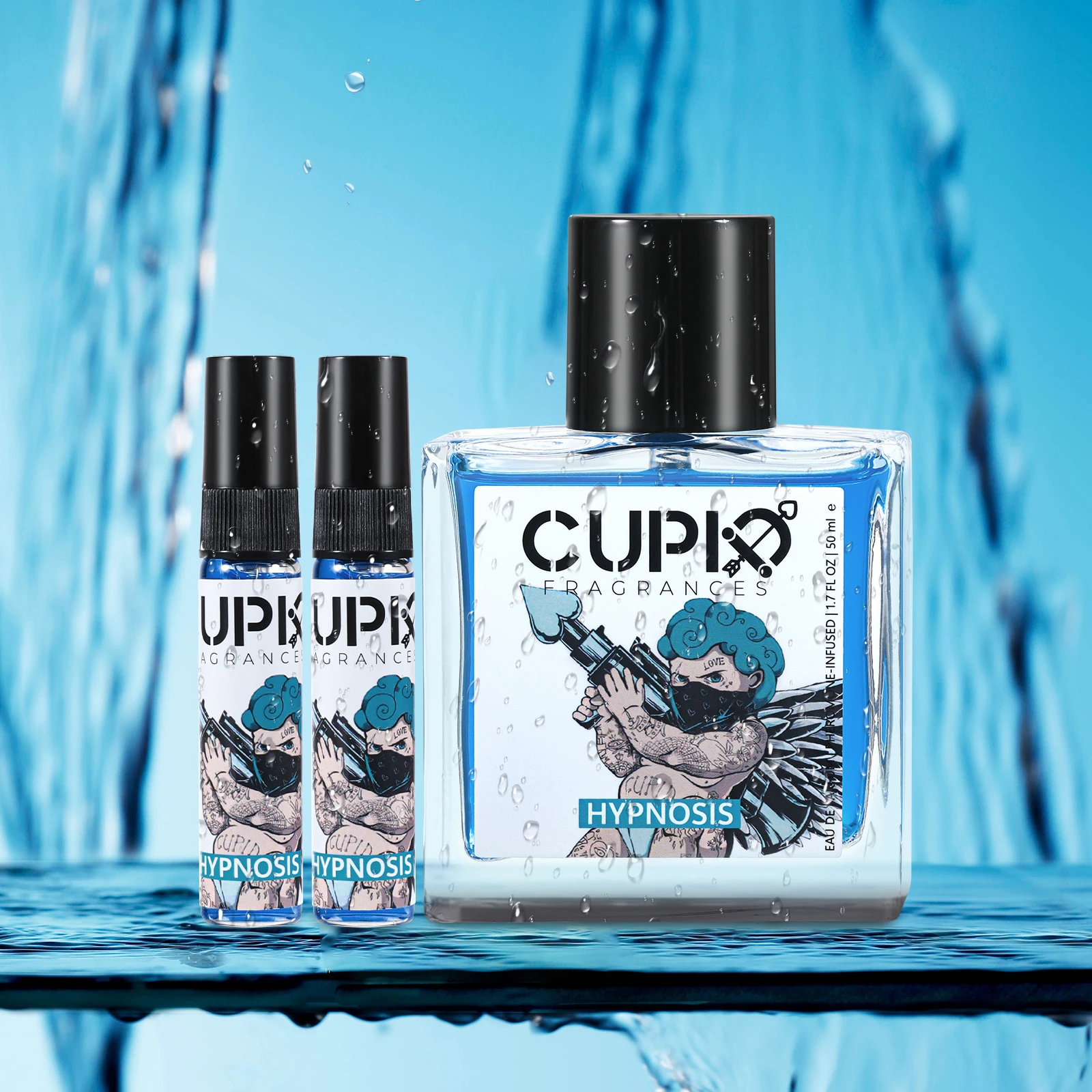 CUPID 60 ml blaue Glasflasche für Herren, 2-in-1-Köln, luxuriöser Duft für den modernen Gentleman-Pheromon-Parfums für Männer