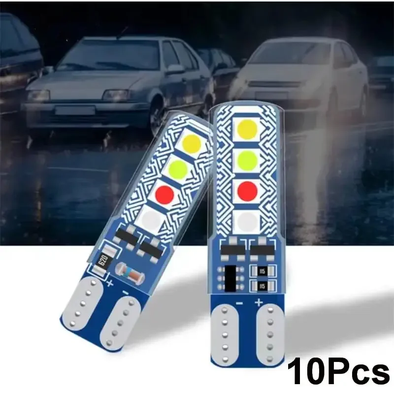 

10 шт., освещение номерного знака автомобиля RGB T10 3030 8SMD, светодиодная стробоскопическая вспышка, светодиодная W5W/194, габаритные огни, боковой габаритный фонарь для парковки