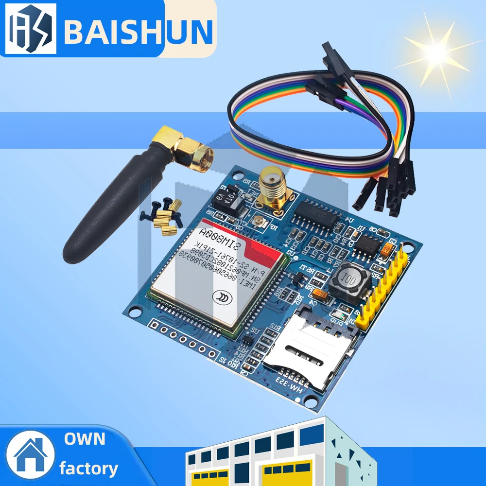 SIM800A GSM/GPRS Wireless Module Kit with STM32 Dev Board & Antenna - Dual-Band 900/1800MHz Global Support, AT Commands