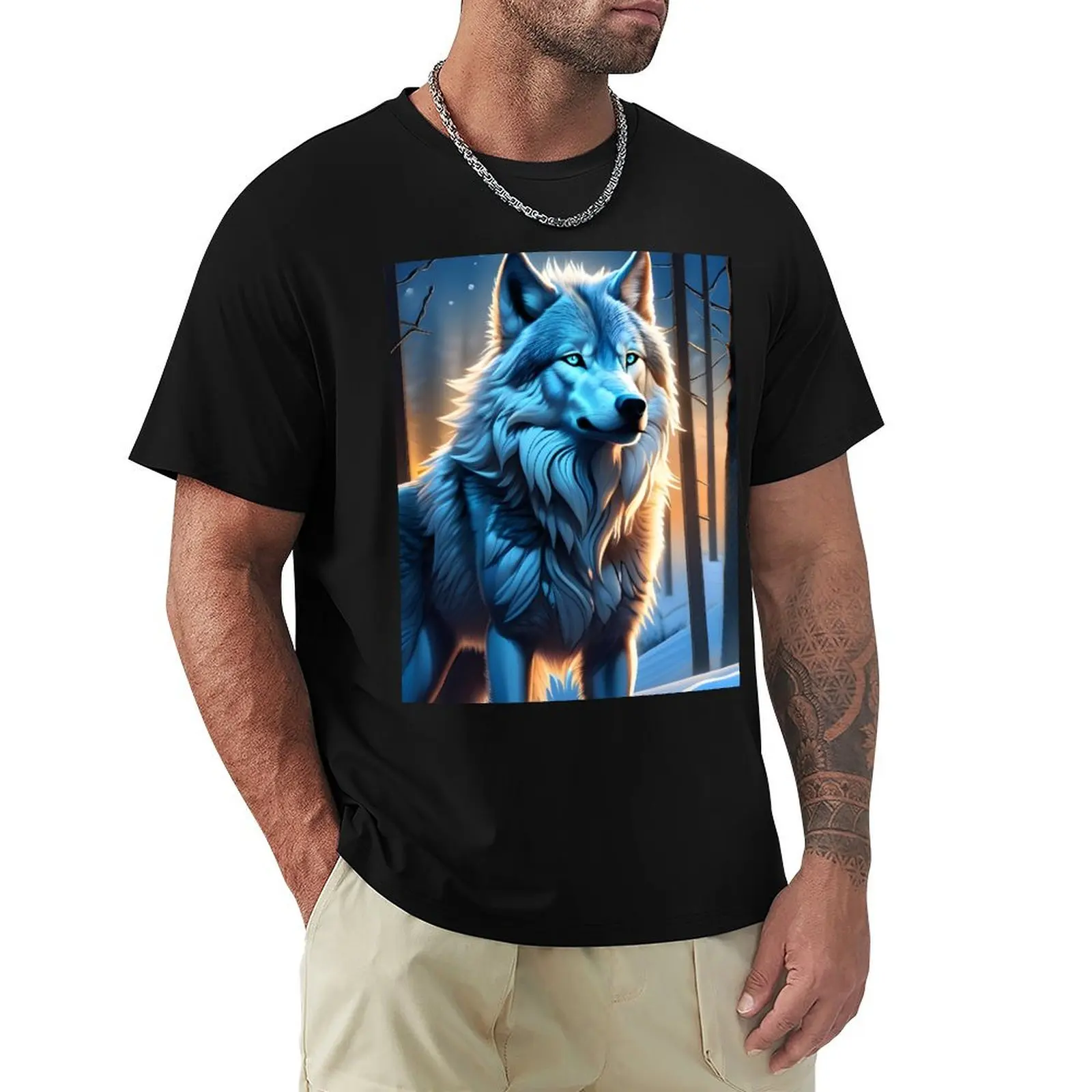 Winter Wolf's Lonely Solitude T-Shirt Sporty Breathable Short Sleeve T-Shirt