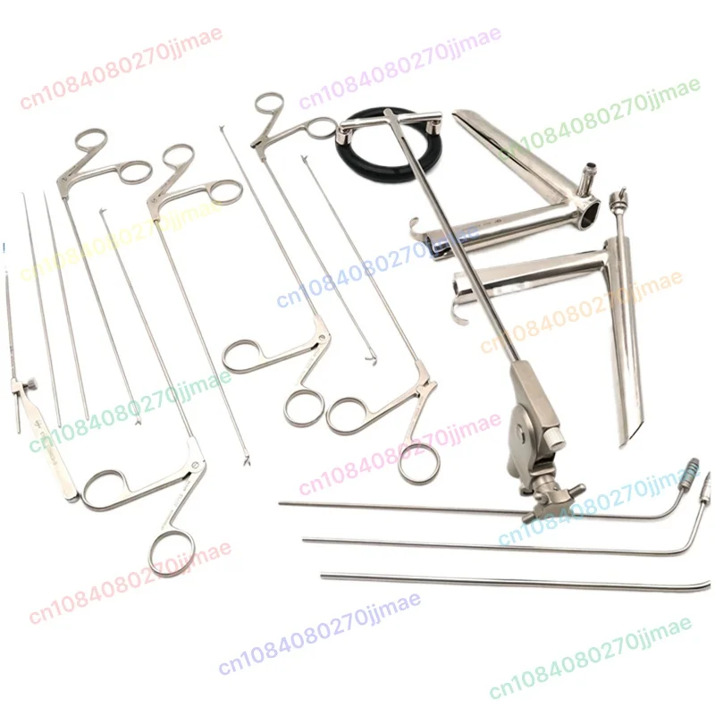 Soporte de laringoscopio, juego completo de equipos, laringoscopio de fibra óptica, soporte de laringoscopio, fórceps de micrololarín, tijera de laringe