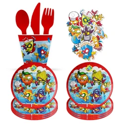 Cartoon Superzings Theme Disposable Tableware Set Boy Girls Birthday Party Baptism Communion Backdround Balloon Decorate Supplie