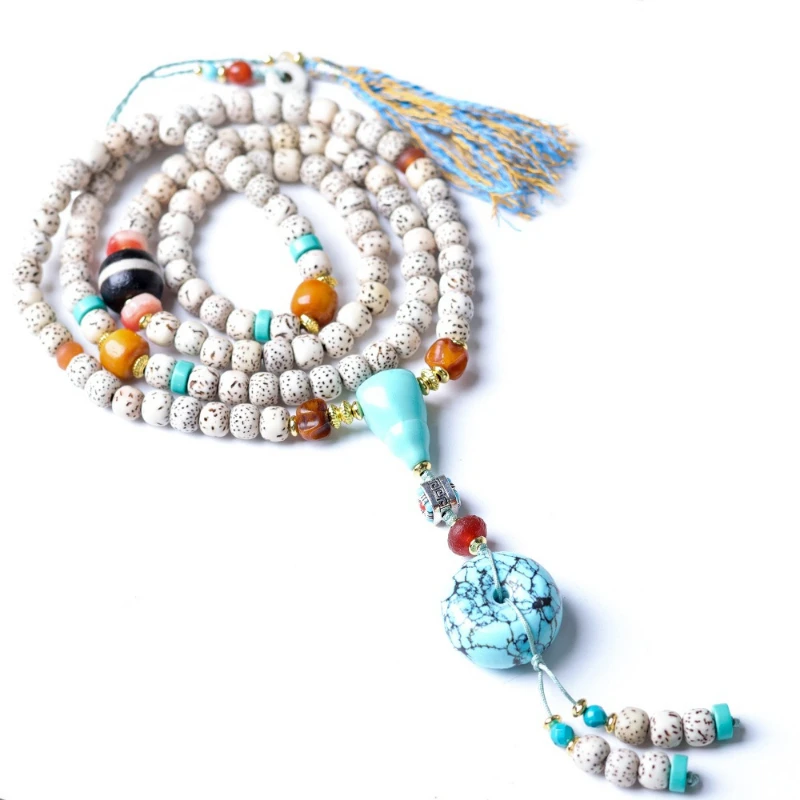 Star Moon Bodhi Seed Multi Loop Bracelet Original Cultural Games Magnesite Turquoise Peaceful Clasp Chinese Necklace