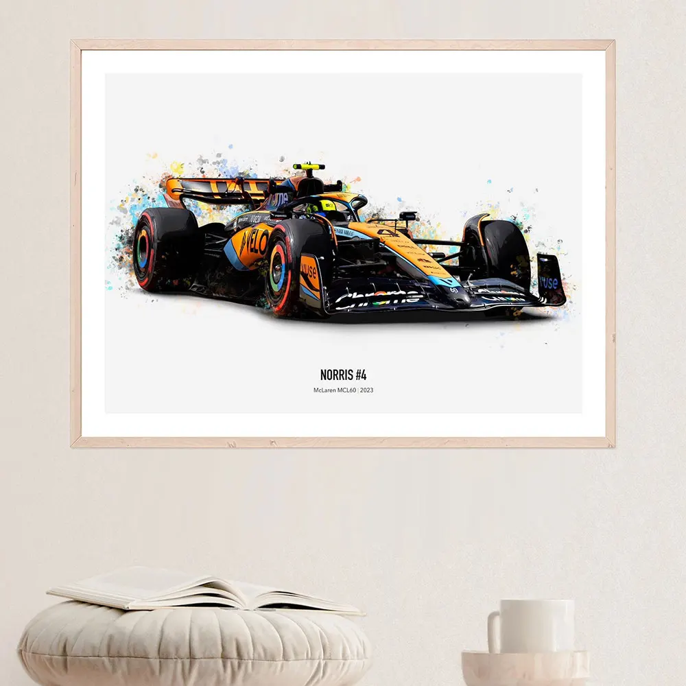 

2023 F1 Car Canvas Paintings Graffiti Art MCL60 Posters And Prints Wall Art Lando Norris Picture For Living Room Decor Frameless