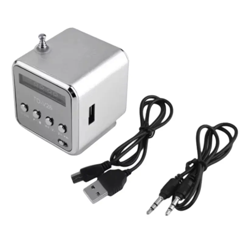 

MP3 Player TD-V26 Digital Portable Mini FM Radio Receiver Wireless Speaker LED Loudspeaker Supports SD/TF Card