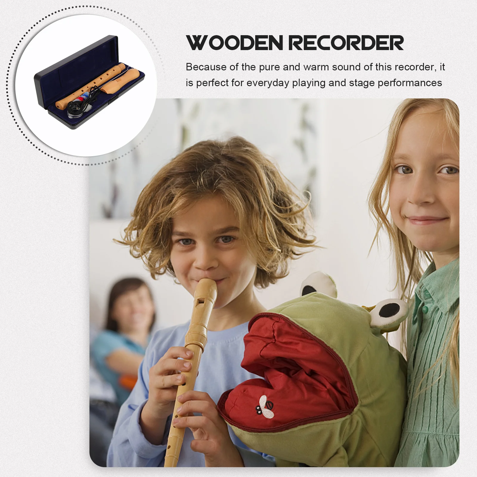 1 Juego de flauta Soprano de estilo alemán para principiantes, grabadora de madera de tono alto de 8 agujeros, Color madera Natural, suave y fácil