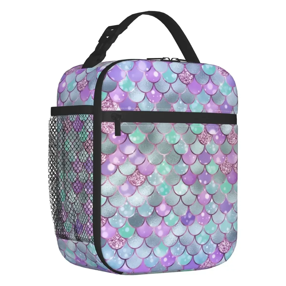 

Fish Scales Thermal Insulated Lunch Bags Women Mermaid Animal Cartoon Portable Lunch Tote for Work School Travel Food Box