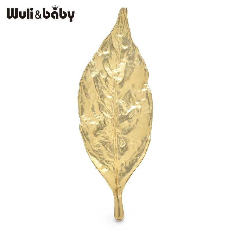 Wuli & baby 진짜 잎처럼 보이는 골드 컬러 브로치 핀, 세트 및 원피스 선물, 우아한 시뮬레이션 잎