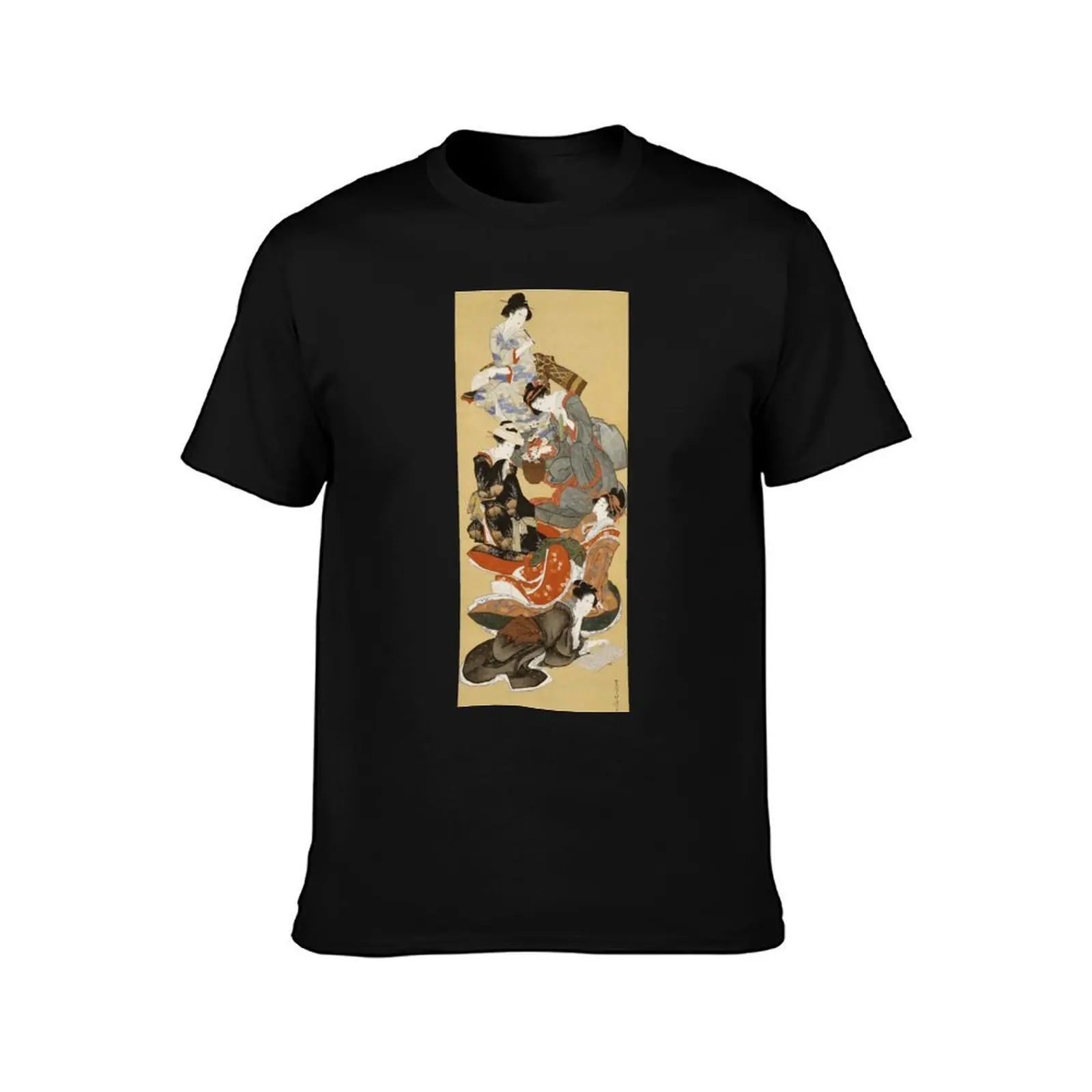 Hokusai Katsushika - Five Beautiful Women T-Shirt, Summer Casual Cotton Tee, Oversized Streetwear Tops, Vintage Graphic Print