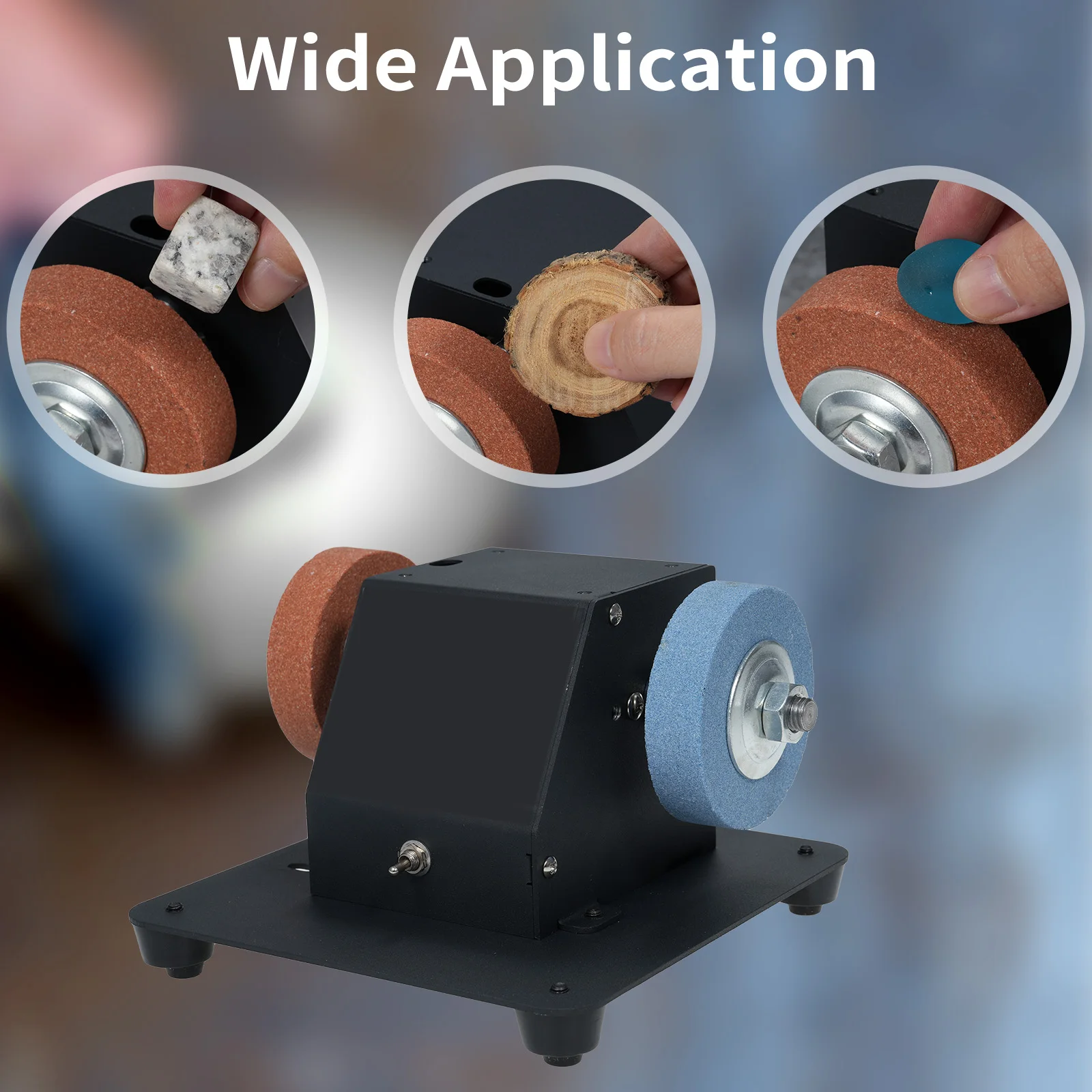 2-in-1 Dual Wheel Grinding Machine and Table Saw Mini Sander Bench Grinder Sanding Machine 7 Adjustable Speed Mini Desktop
