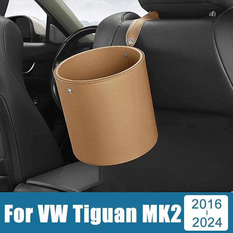 

For Volkswagen VW Tiguan MK2 2016 2017 2018 2019 2020 2021 2022 2023 Allspace Car Circular Trash Can Garbage Pocket Sundries Bin