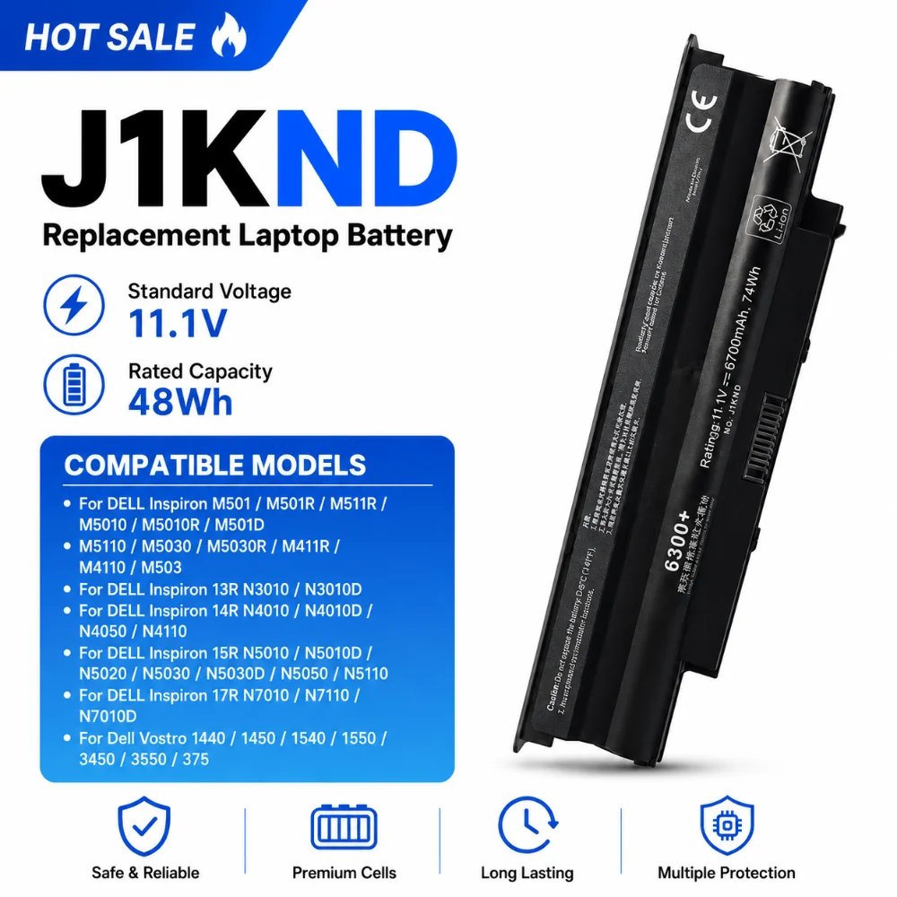 J1KND 48Wh Laptop Battery for Dell Inspiron 13R N3010 N3110 14R N4010 N4050 15R N5010 N5110 N5030 17R N7010 N7110 4T7JN W7H3N