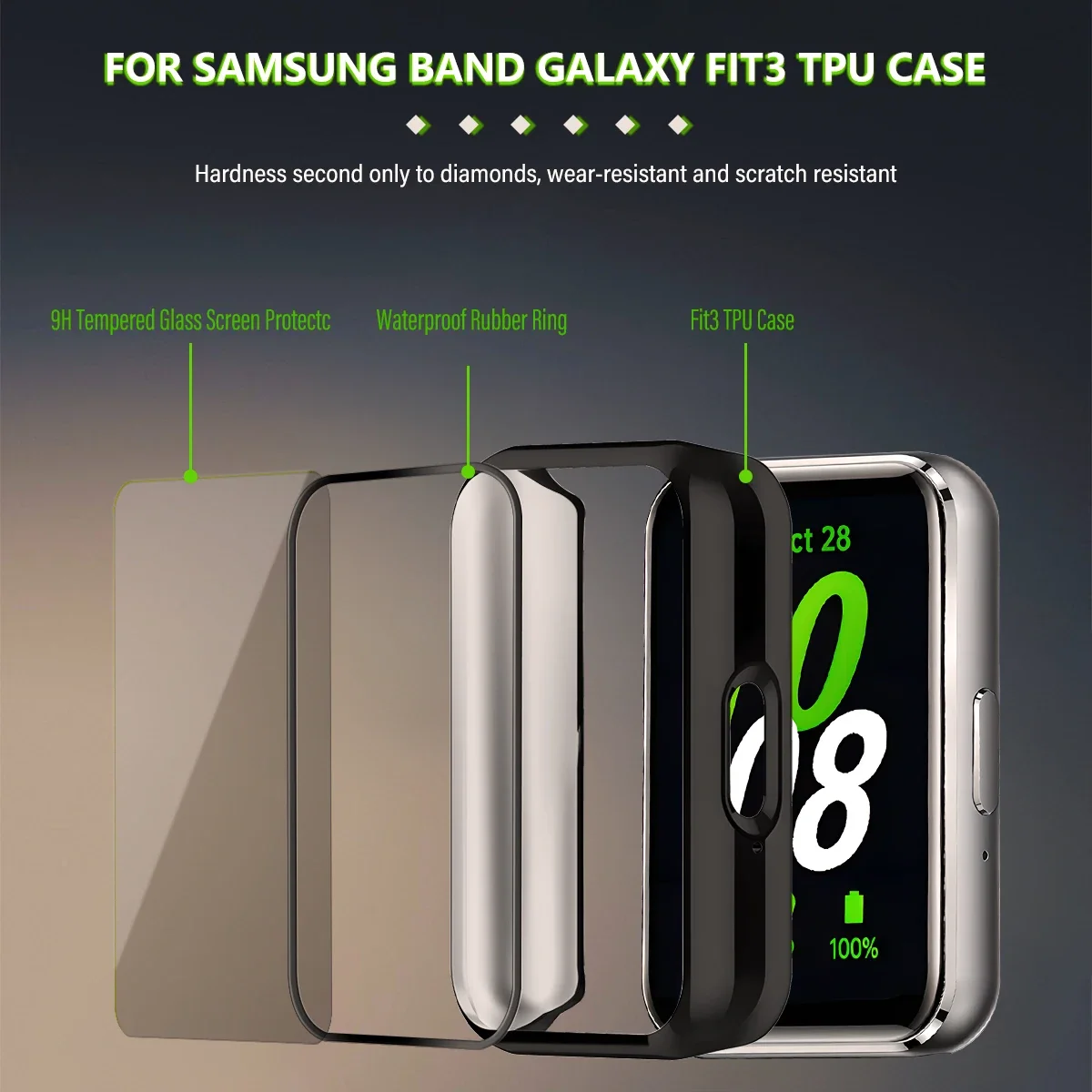 Etui + pasek ze stali nierdzewnej do Samsung Galaxy Fit 3 Pełne etui ochronne na ekran do Samsung Galaxy Fit 3 Metal Band Akcesoria — zdjęcie produktu 5