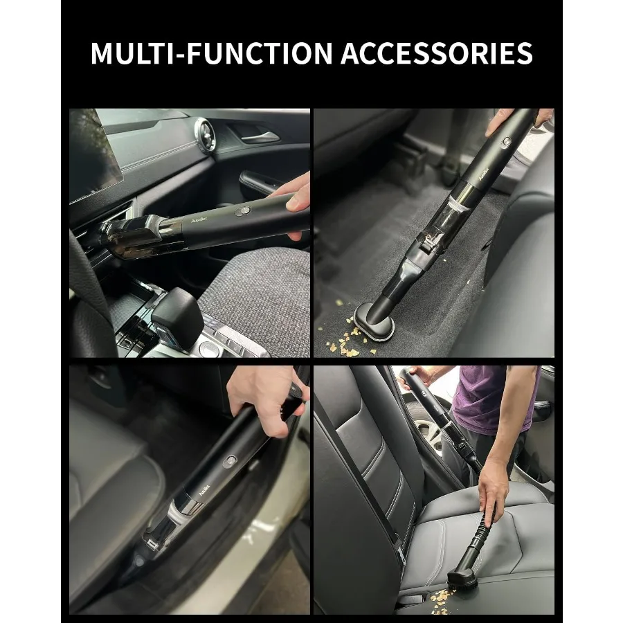 مكنسة سيارة محمولة بقوة شفط 20000 باسكال، تصميم محمول 5 في 1 يتميز بخرطوم مرن للتنظيف الفعال في السيارة