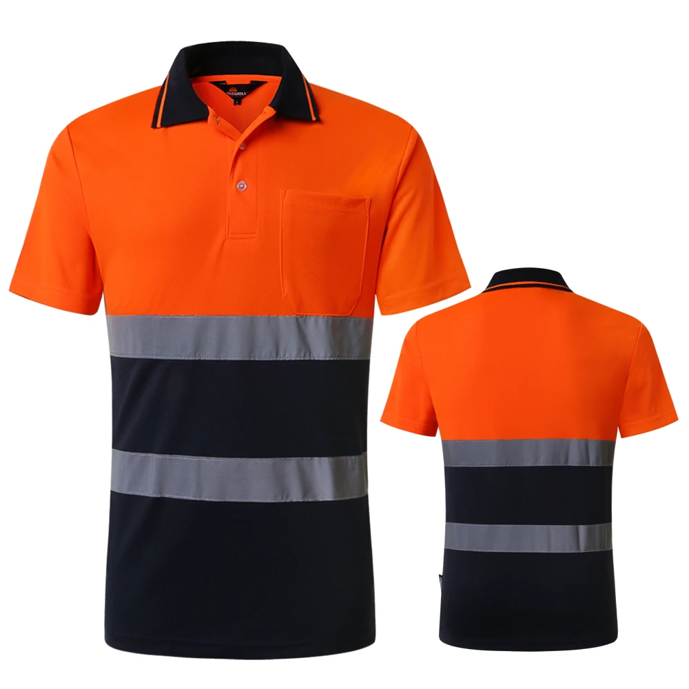 Safety Work Shirt T Shirt Summer Short Sleeve T-Shirt with Collar Protective Clothes for Construction Workwear