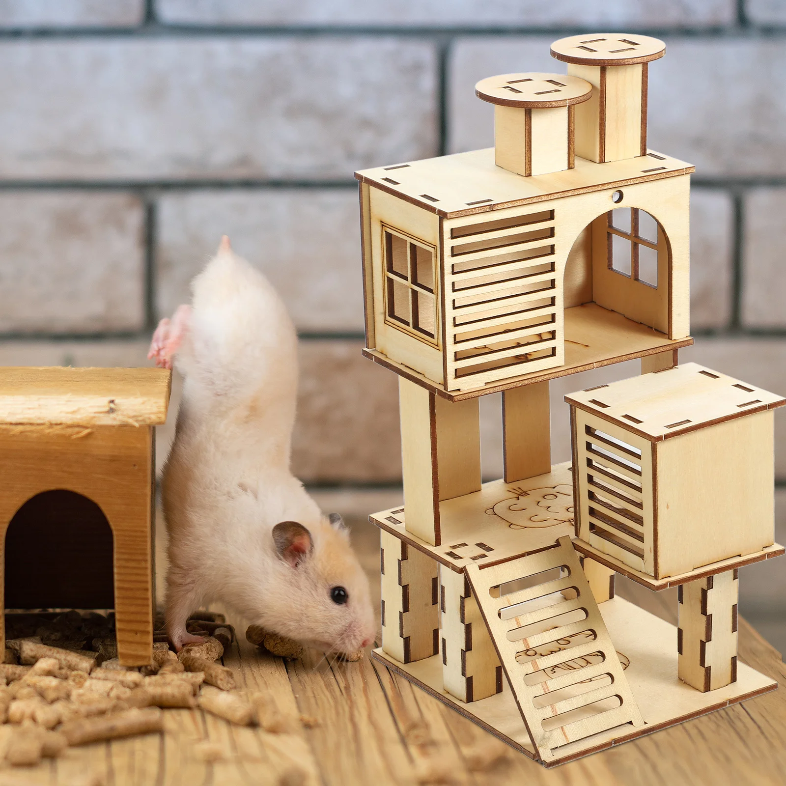 

Hamster Villa Pet Exercise House Toys Cage Playground Slide Habitat Ladder