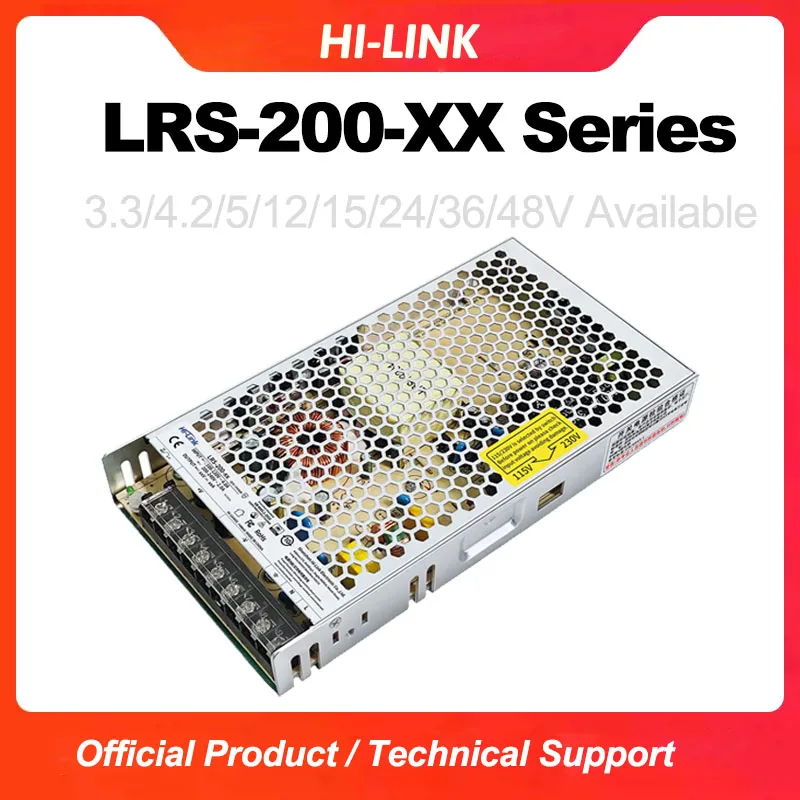 HI-LINK LRS-200 200W AC-DC Switching Power Supply 3.3V/4.2V/5V/12V/15V/24V/36V/48V Universal Regulated for Industrial LED CNC