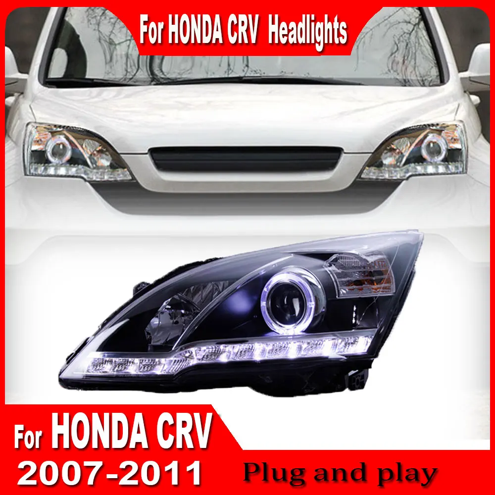 Car LED Headlight For Honda CRV 2007 2008 2009 2010 2011 Head Lamp Reverse Brake Fog Front lights DRL Assembly Plug and Play