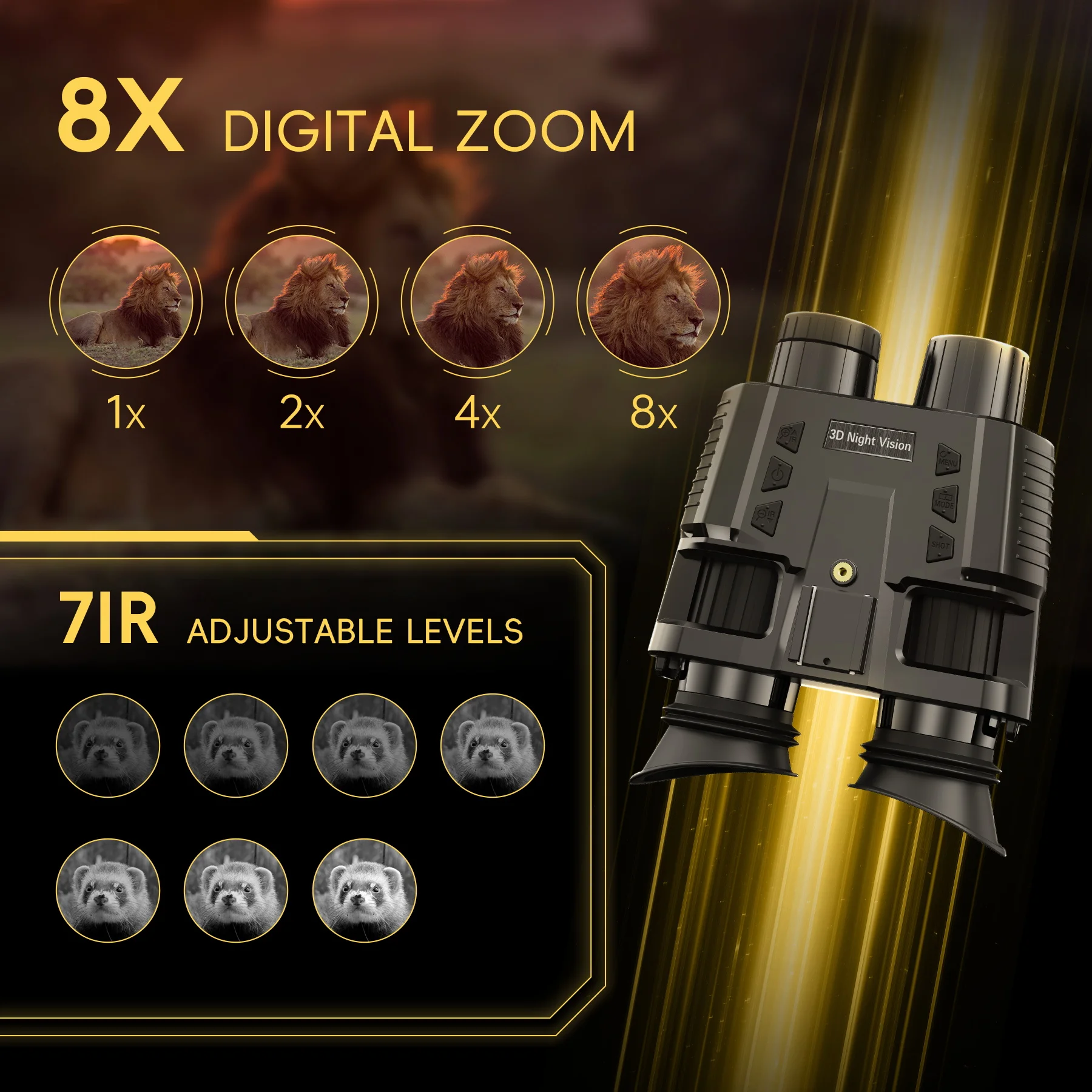 escopo infravermelho da visão noturna dos binóculos da caça 250m com capacete