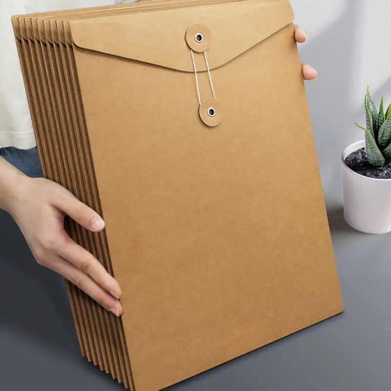 30pcs File Storage Bag 350g Kraft Paper Document Bag File Packaging Envelope Blank A4/A5 Document Envelopes Office Stationery
