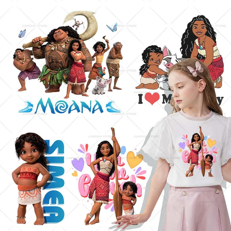 Disney Moana 2 Thermal Transfer Stickers Iron on Transfers For Clothes Moana Cartoon Printed Patches On Clothes DIY