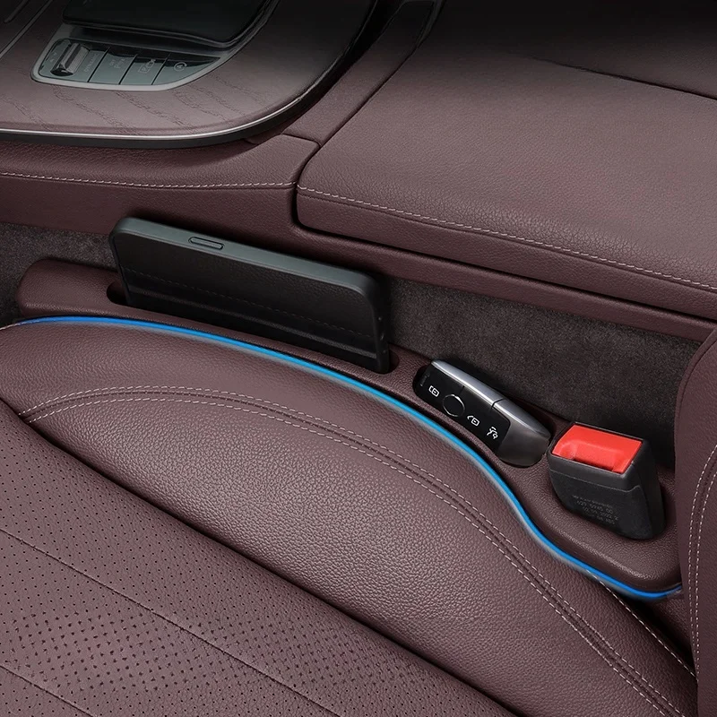 2PCS Car Seat Gap Filler, PU Waterproof Organizer with Storage Grooves, Auto Interior Accessories for Phone & Keys