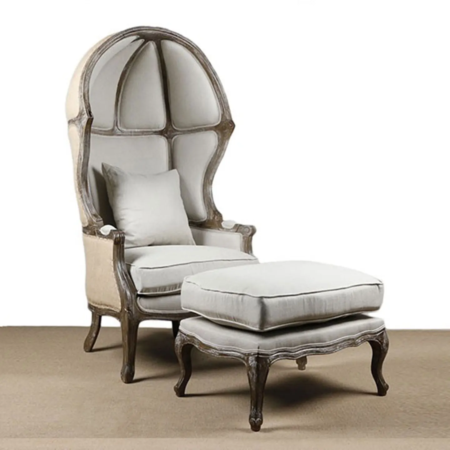 Yicheng Wholesale French Provincial Living Room Birdcage Chair/Solid Wooden Linen Leisure Egg Chair Dome Chair for Sale