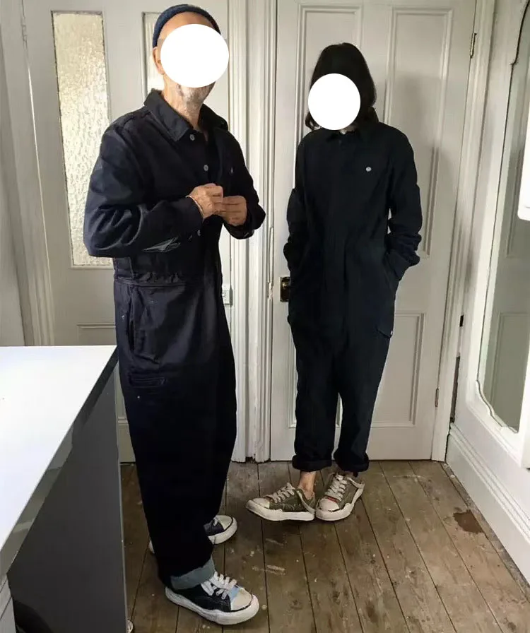 

Japanese Sle Dad Pants Pure Color Straight Leg Workwear Overalls Men Casual Long Trousers One-Piece Suit Cotton Fabric