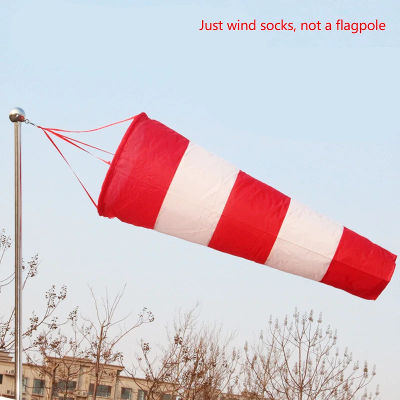 0.6m Windsock,Fast Ship,Thickened  Wind Vane Flags Weather Vane, Waterproof Wind Bag Warning Flag Red White Garden