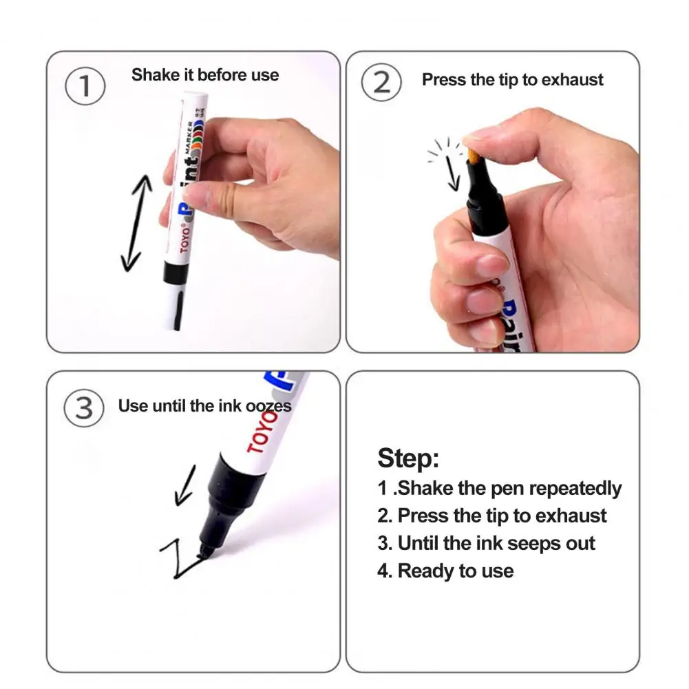 타이어 마크 페인트 펜, 방수 채우기 페인트 펜, 금속 영구 페인트 마커, 그래피티 터치 업 차량 액세서리, 2 개