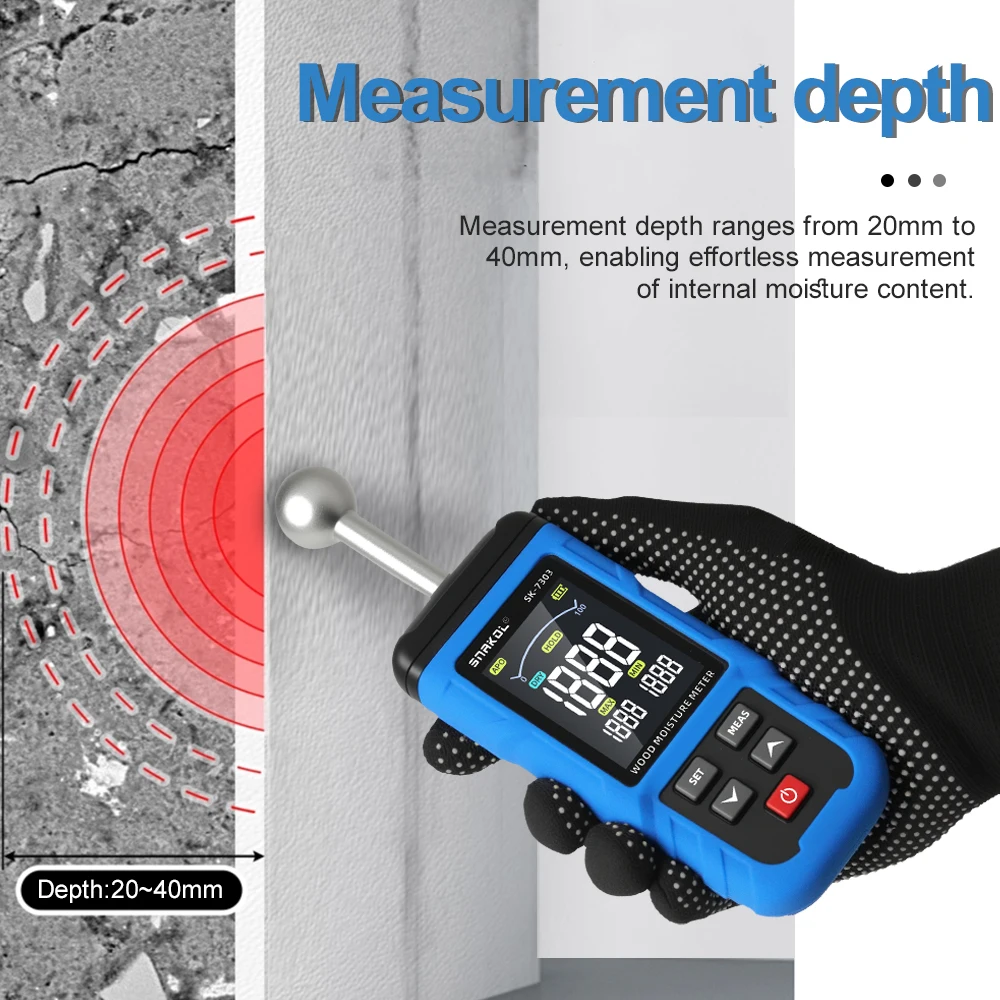 SNAKOL Pinless Wood Moisture Meter Digital Hygrometer Non-contact Timber Damp Detector Wall Humidity Tester Type-C Rechargeable