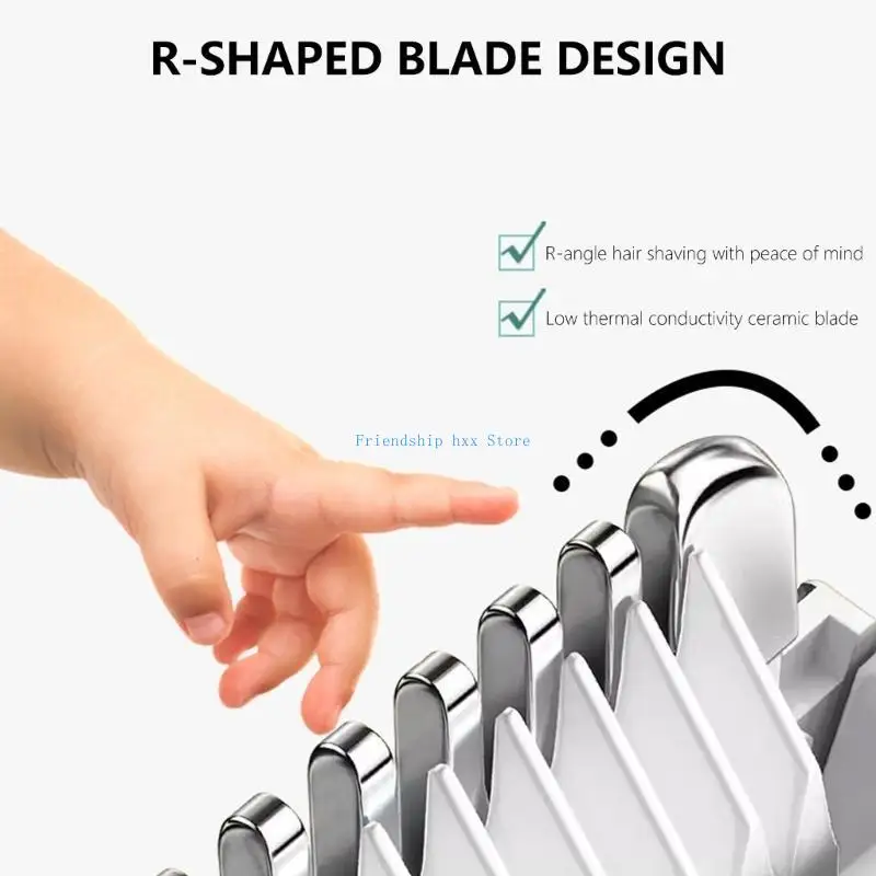 

F1CB Baby Hair Trimmer Cordless Haircut Machine Vacuum USB Rechargeable Toddler Hair Trimmer with 3 Guide Comb