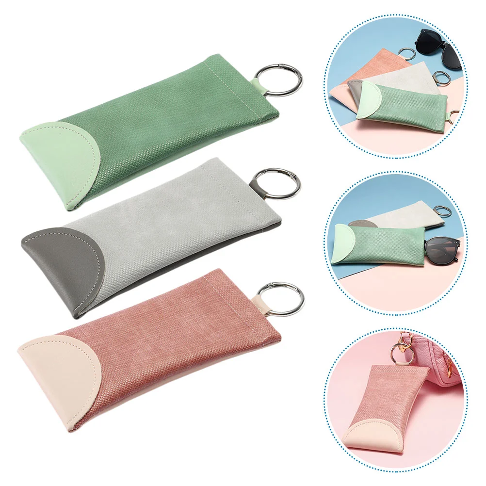 

3 Pcs Glasses Storage Bag Eyeglasses Case Holder Organizer Shortsighted PU Pouch Eyewear Sunglasses