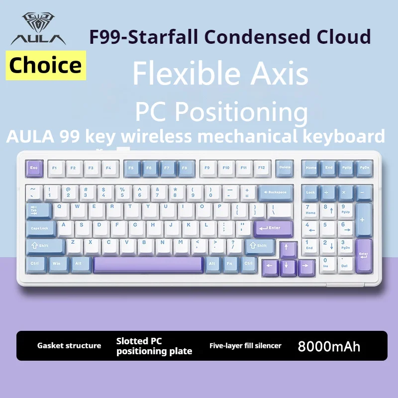 

Aula F99 Wireless Mechanical Keyboard,bluetooth 5.0/2.4g/usb-c Hot Swappable Custom Keyboard,rgb Backlit Keyboards,flexible Axis