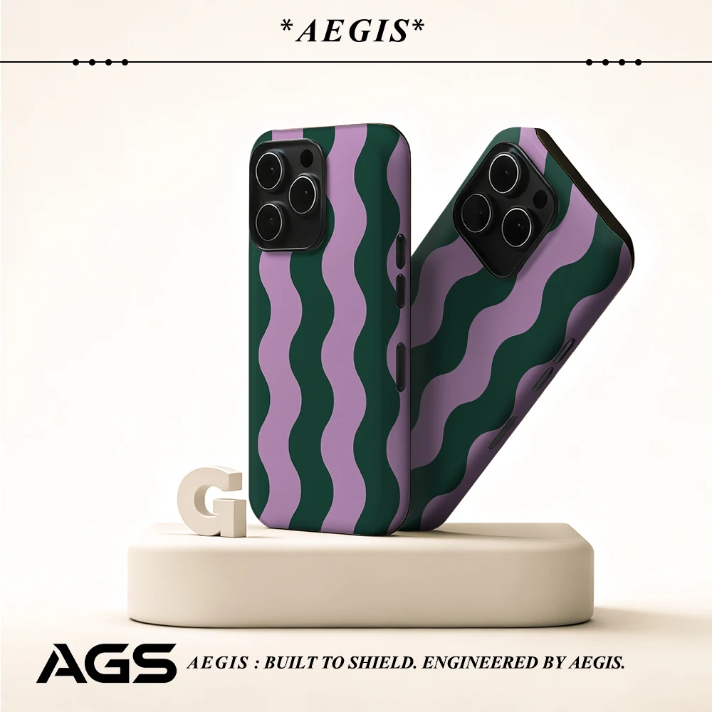 Lila-grüne Wellen-Handyhülle für magnetische Handyhülle für IPhone 17 16 15 14 13 Pro Max Plus, einzelne doppelschichtige robuste Hülle