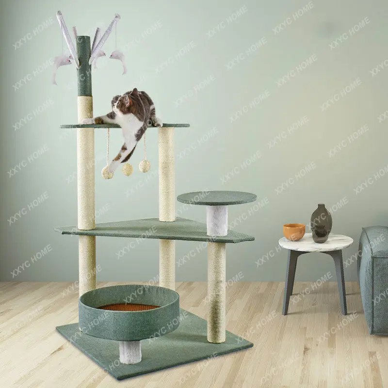 Cat Climbing Frame Cat Nest Cat Tree Cat Villa Oversized Cat Scratch Board Column Jumping Platform Universal Large Base