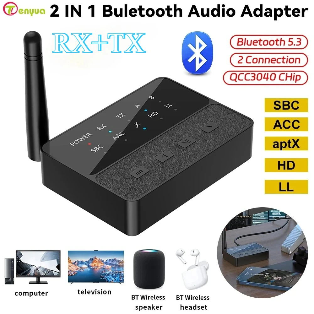 ใหม่ 2 In 1 บลูทูธ 5.3 aptX/HD/LL อะแดปเตอร์เสียง RCA AUX 3.5 มม.เครื่องรับสัญญาณสเตอริโอไร้สายเครื่องส่งสัญญาณ Latency ต่ํา Lossless Sound