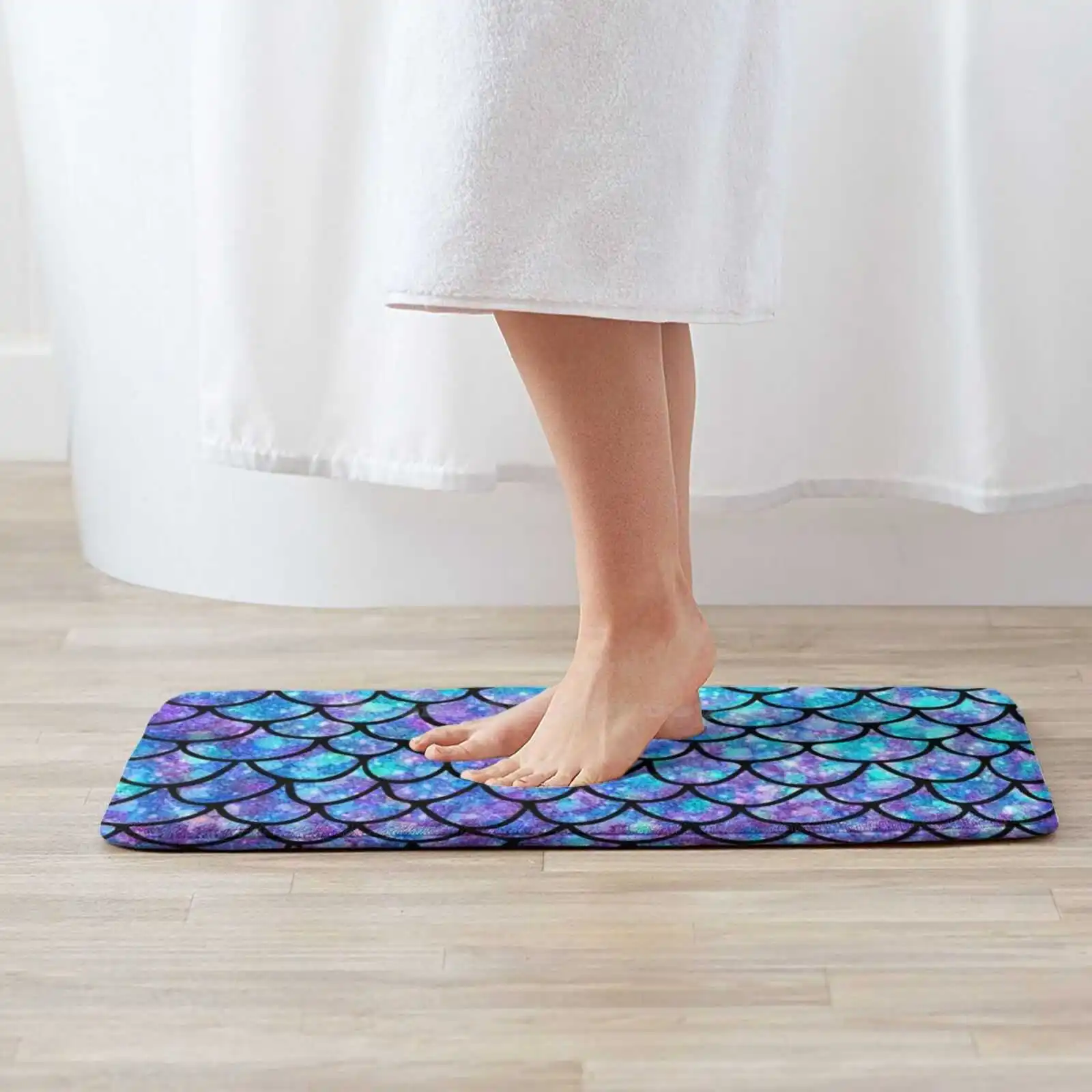 Purples & Blues Mermaid Scales Soft Cushion Car Home Carpet Door Mat Mermaid Fairy Tale Scales Whale Tail Animal Arctic Sea