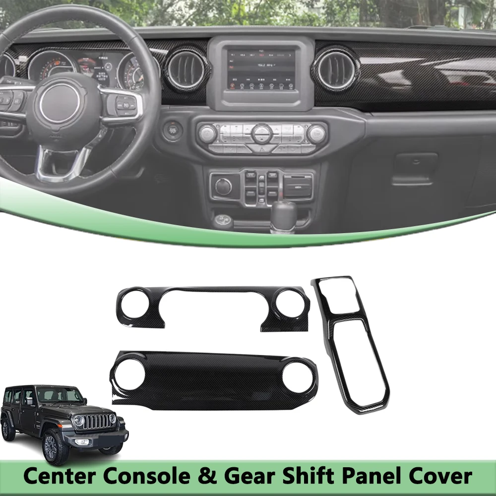 

Center Console Gear Shift Cup Holder Panel Trim Cover for Jeep Wrangler JL 4x4 2018-2025 Carbon Fiber Interior Accessories ABS