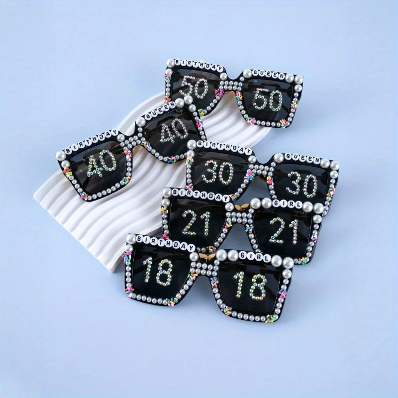 

Fashion Digital Square Hip Hop Glasses Women's Decorative Sunglasses Hollow Frame Party Banquet Accessories