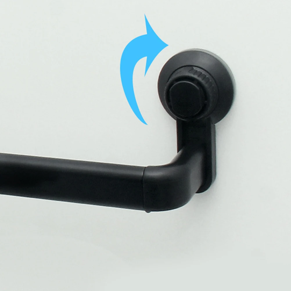 

No Punch Towel Rack Bathroom Stand Black Suction Racks with Cups Holder Punching