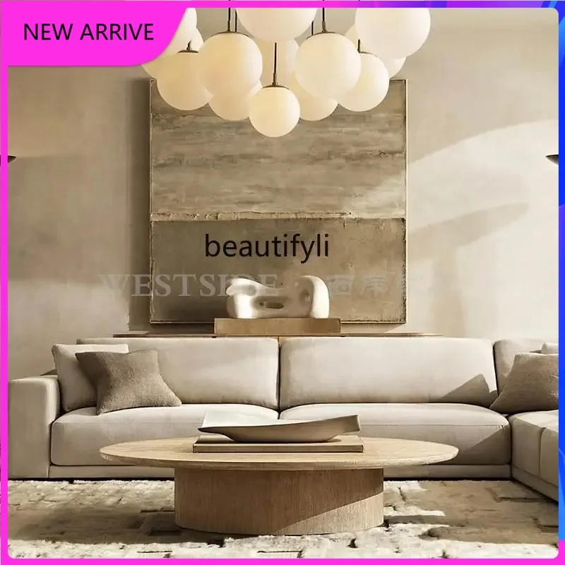 

A4567 American country living room round solid wood coffee table B & B simple hotel tea table coffee table