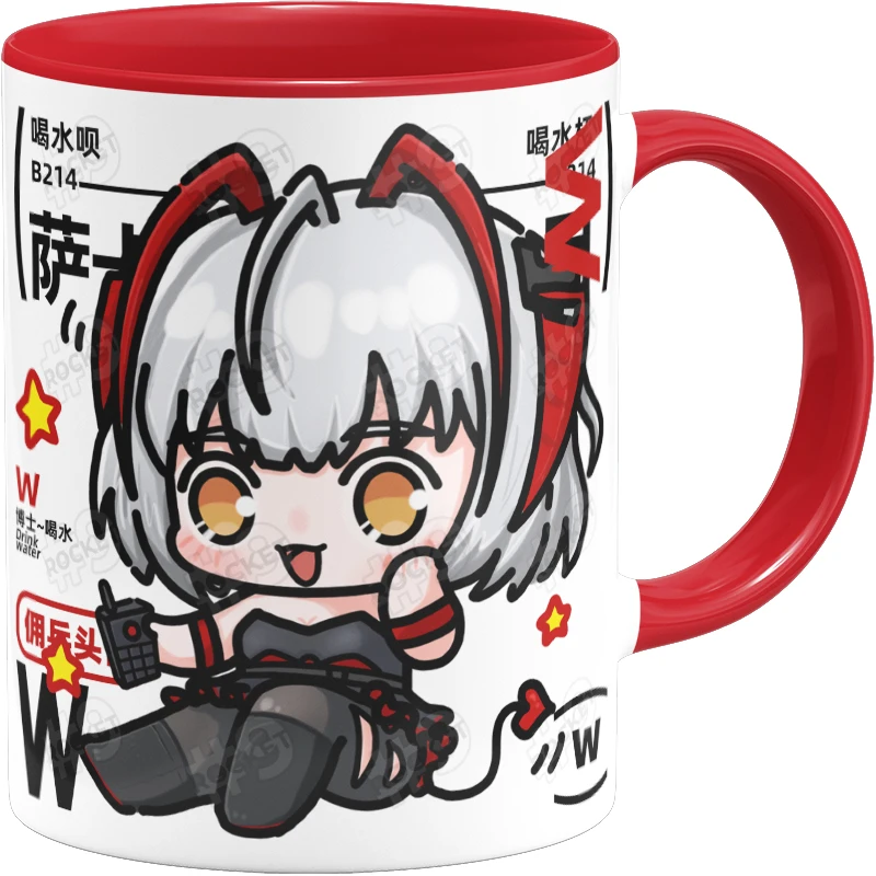 Arknights W Anime Cosplay Taza de cerámica con marca, taza de agua, enviar amigo de dibujos animados, estudiante, mascota linda, vidrio de animación, regalo de Navidad y cumpleaños