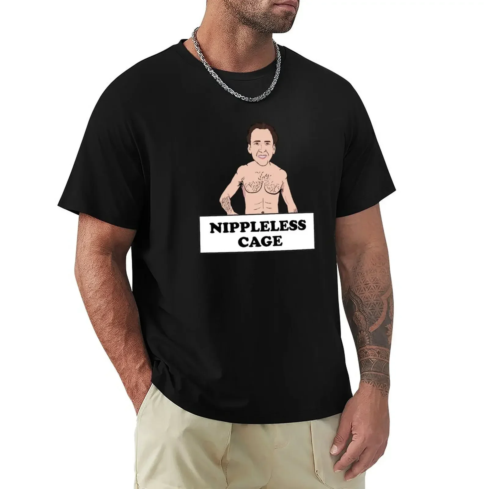 Nippleless Cage Nicolas Cage Without Nipples T-Shirt customs design your own plus sizes funnys heavy weight t shirts for men2024