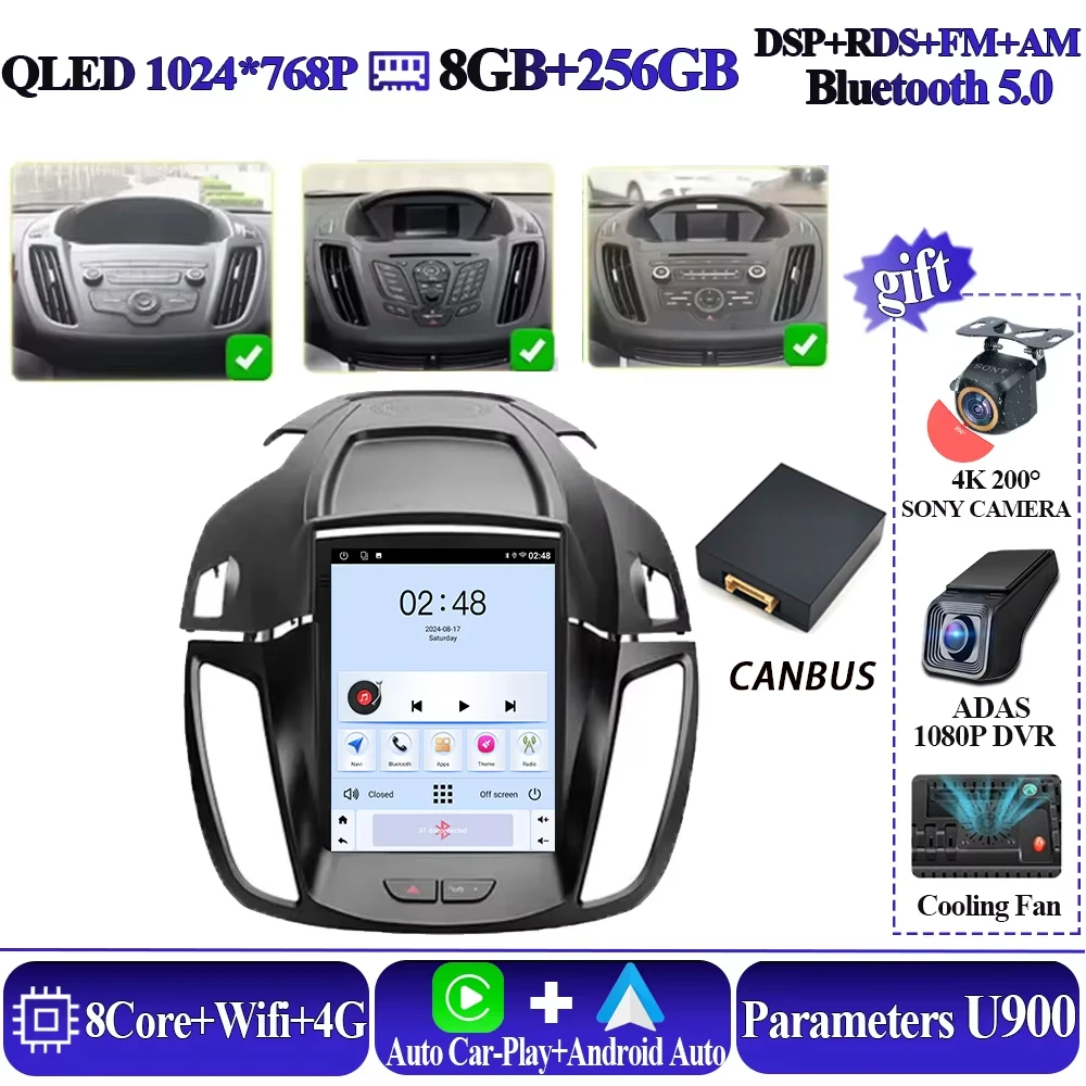 Android 16 autoradio voor Ford Kuga 2 Escape 3 2012-2019 Android 13 autoradio draadloze CarPlay 2 Din GPS navigatie Bluetooth