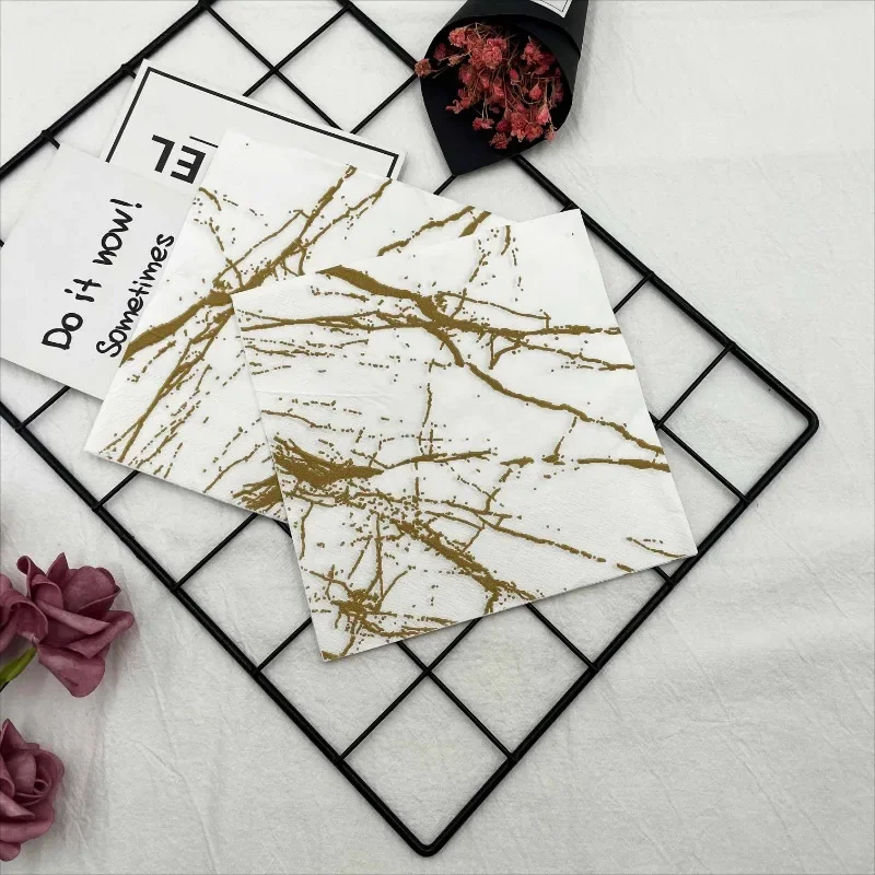 10/20pcs/Pac 33*33cm 2-Ply Printed Napkins White Marble Printed Paper Napkins Home Party Placemats Butterfly Bart Paper