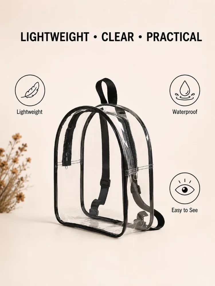 Clear Backpack Transparent PVC Bookbag Stadium Approved See Through Bag For School Concert Security Travel Backpack Unisex