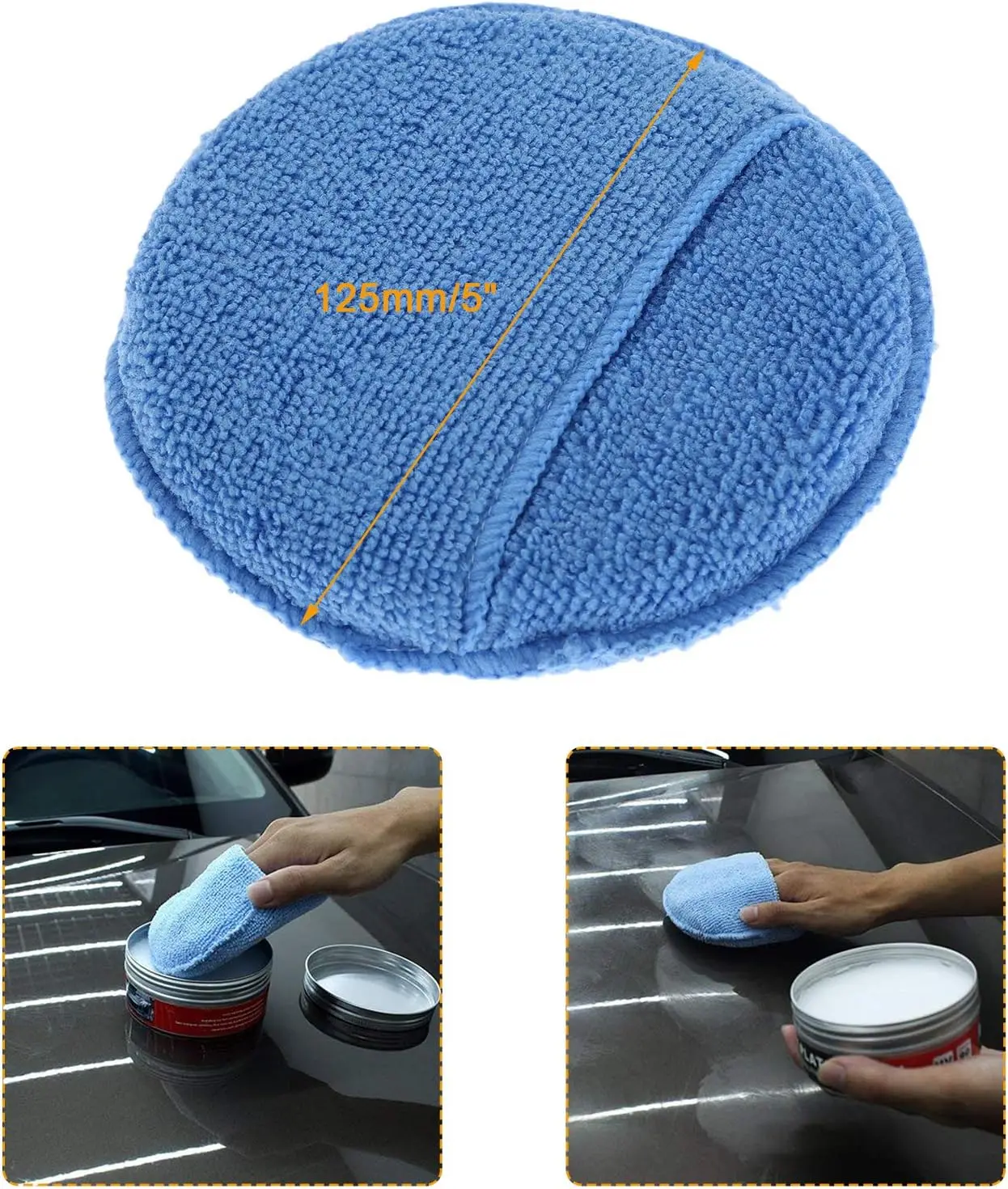 5Inch 125MM Microfibre Wax Applicator 1/5/10Pcs Car Wax Applicator Pads Polishing Sponges with Pocket for Apply and Remove Wax