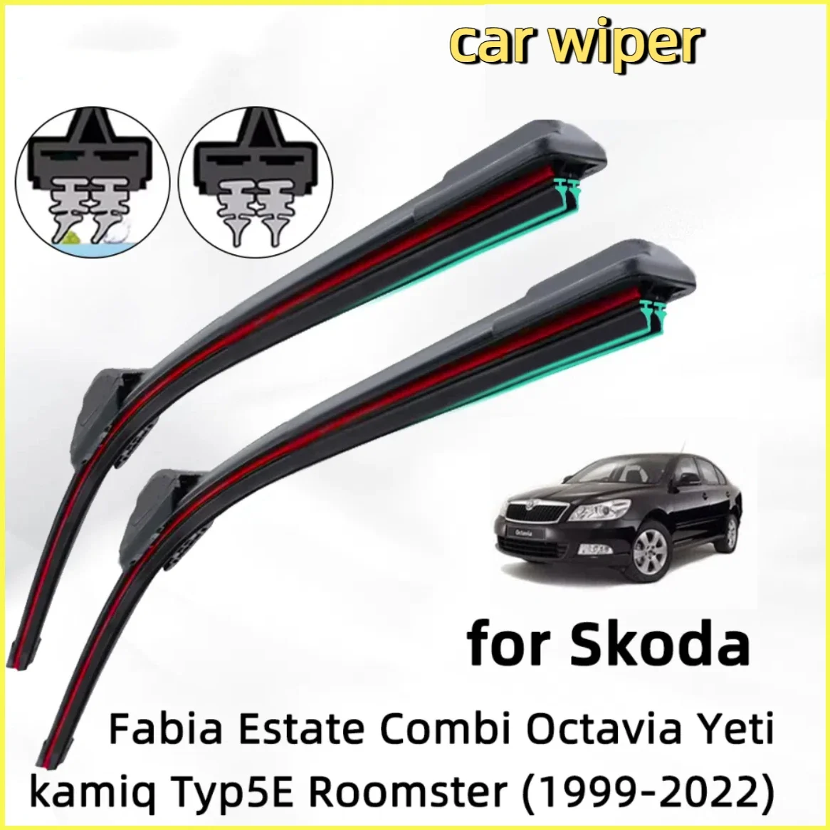 

Double Rubber Car Wiper for Skoda Fabia Estate Combi Octavia 1U A5 Yeti Front Wiper Blades Brushes Cutter Accessories Windscreen